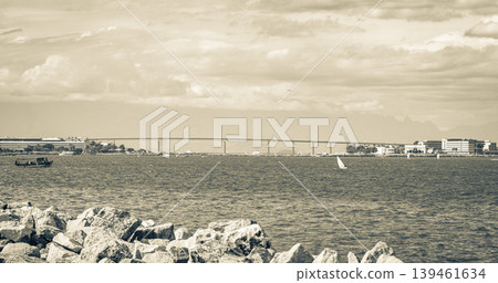 Landscape panorama coastline boats mountains Niteroi Rio de Janeiro Brazil. Landscape panorama coastline boats mountains Niteroi Rio de Janeiro Brazil. 139461634
