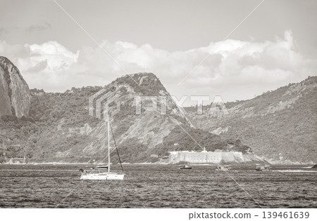 Landscape panorama coastline boats mountains Niteroi Rio de Janeiro Brazil. Landscape panorama coastline boats mountains Niteroi Rio de Janeiro Brazil. 139461639