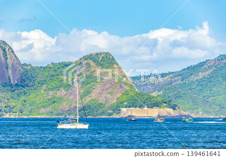 Landscape panorama coastline boats mountains Niteroi Rio de Janeiro Brazil. 139461641