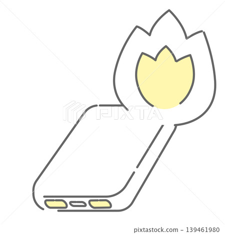 一幅簡單的線條畫，描繪了手機電池著火的情景。 139461980