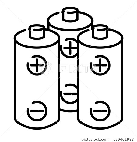 多節乾電池作為緊急物資的線描示意圖 139461988