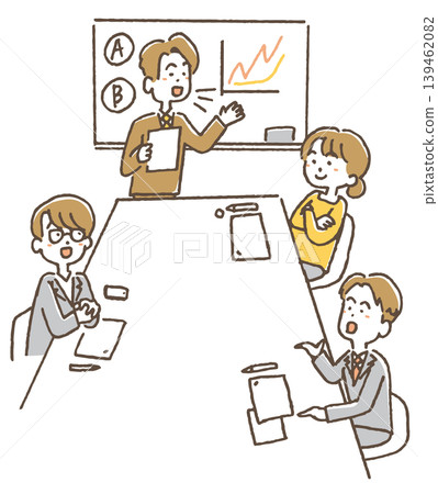 Illustration of a business person giving a presentation Illustration of a business person giving a presentation 139462082