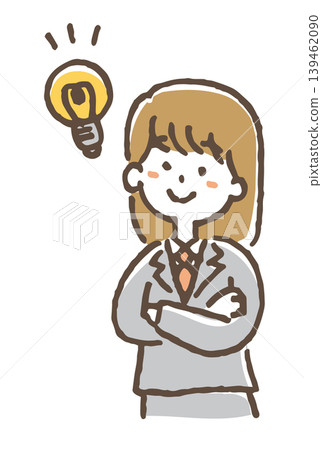 插圖描繪了一位商人提出想法並解決問題的過程。 139462090