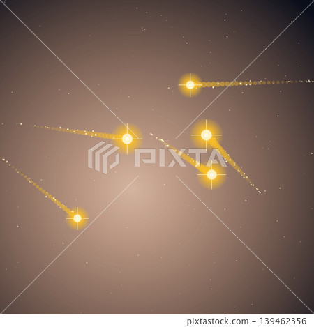 Dark background vector image featuring golden comet, meteor, and light particles. Dark background vector image featuring golden comet, meteor, and light particles. 139462356