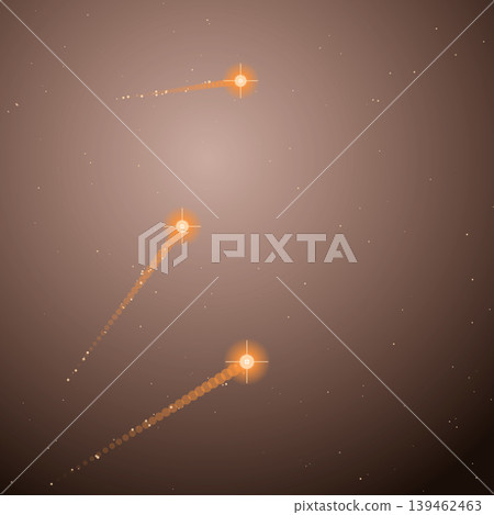 溫暖的抽象背景,銅色的彗星和流星劃過天空。 溫暖的抽象背景,銅色的彗星和流星劃過天空。 139462463