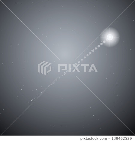 Silver Moon comet/meteor, with a silvery tail and trail of light in the background. Silver Moon comet/meteor, with a silvery tail and trail of light in the background. 139462529
