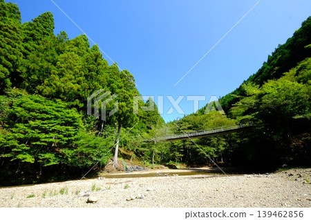 [Kanagawa Prefecture] Mizusawa River Fureai Bridge, surrounded by greenery 139462856