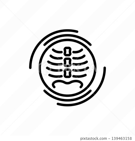 Human chest MRI scan thin line icon. Medical equipment for oncology detection. Human chest MRI scan thin line icon. Medical equipment for oncology detection. 139463158