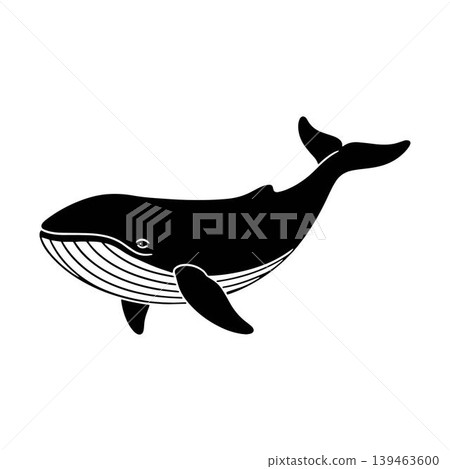 Whale silhouette icon flat vector art design template, isolated on a white background. 139463600
