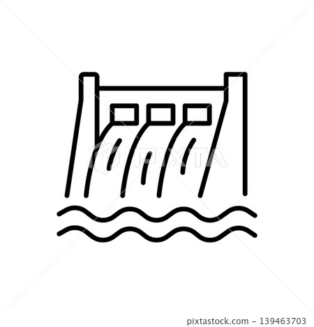 Hydroelectric Energy Dam Line Icon Hydroelectric Energy Dam Line Icon 139463703