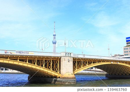 Scenery of Tokyo Sky Tree and Kuramae Bridge in Tokyo, Japan Scenery of Tokyo Sky Tree and Kuramae Bridge in Tokyo, Japan 139463760
