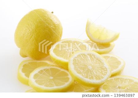 Fresh lemons placed against a white background 139463897