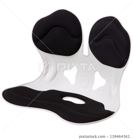 Black and white ergonomic posture corrector for office chair on white background. Black and white ergonomic posture corrector for office chair on white background. 139464361