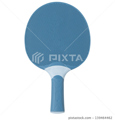 Blue weatherproof outdoor table tennis racket with textured surface isolated. Blue weatherproof outdoor table tennis racket with textured surface isolated. 139464462