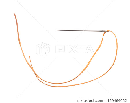 sewing needle close-up on white isolated background sewing needle close-up on white isolated background 139464632