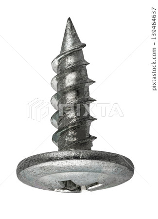 Construction screw close-up on a white isolated background Construction screw close-up on a white isolated background 139464637