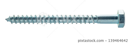 Construction screw close-up on a white isolated background Construction screw close-up on a white isolated background 139464642