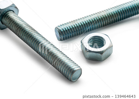 construction bolts and nuts on a white isolated background construction bolts and nuts on a white isolated background 139464643
