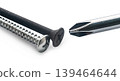 Construction screws and screwdriver on white isolated background 139464644