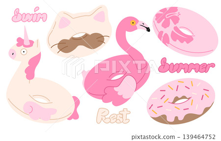 Cute Pink Summer Swim Rings and Inflatables Collection 139464752