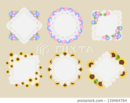 Set of 6 lace frames featuring morning glories and sunflowers Set of 6 lace frames featuring morning glories and sunflowers 139464764