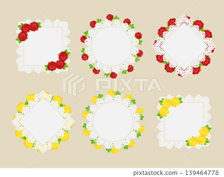 Set of 6 lace frames featuring red and yellow roses. Set of 6 lace frames featuring red and yellow roses. 139464778