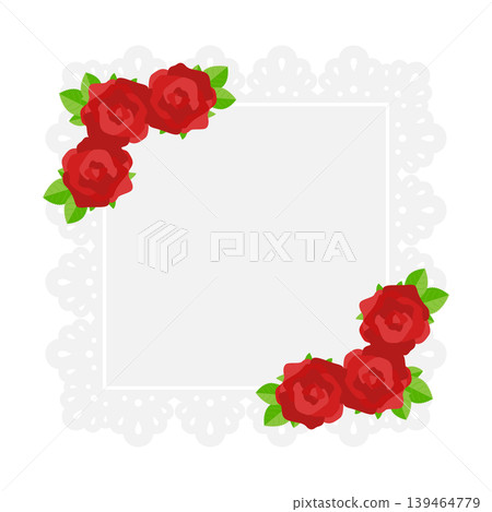 Red rose square lace frame Red rose square lace frame 139464779