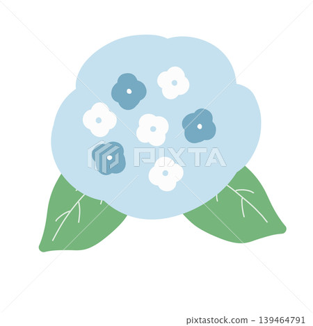 雨季時節,淺藍色繡球花的彩色插圖。 雨季時節,淺藍色繡球花的彩色插圖。 139464791