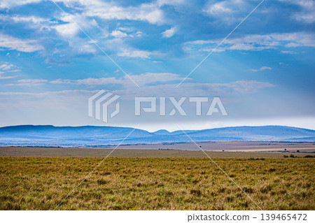 Maasai Mara National Game Reserve Park Narok County Kenya East Africa Savannah Grasslands Wilderness Landscapes Panoramic Scenic Views Wild Wildlife Animals Great Rift Valley Lions Sunset Sunrise Adve 139465472