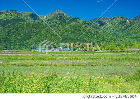 View of the mountains west of Lake Biwa from the countryside, Hira, Otsu City, Shiga Prefecture View of the mountains west of Lake Biwa from the countryside, Hira, Otsu City, Shiga Prefecture 139465604