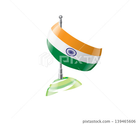 Highly detailed of waving Indian flag with metallic pole and subtle shadow effects for print Highly detailed of waving Indian flag with metallic pole and subtle shadow effects for print 139465606
