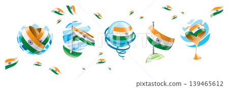 Vector set of the Indian flag in various creative designs 139465612