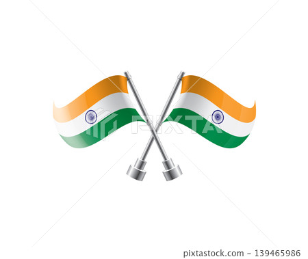 Scalable illustration capturing prideful display of Indian national banners 139465986