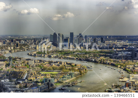Aerial view of London over the river Thames, England, UK Aerial view of London over the river Thames, England, UK 139466551