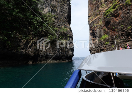 Boat Wake on the Water at Phi Phi Island Boat Wake on the Water at Phi Phi Island 139466596