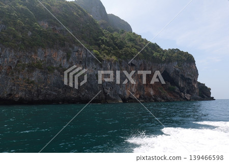 Boat Wake on the Water at Phi Phi Island Boat Wake on the Water at Phi Phi Island 139466598