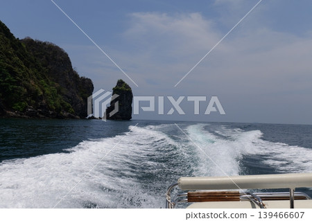Boat Wake on the Water at Phi Phi Island Boat Wake on the Water at Phi Phi Island 139466607