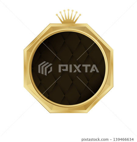 Luxurious gold badge/medal with crown, high-quality certification seal, and award emblem. Luxurious gold badge/medal with crown, high-quality certification seal, and award emblem. 139466634