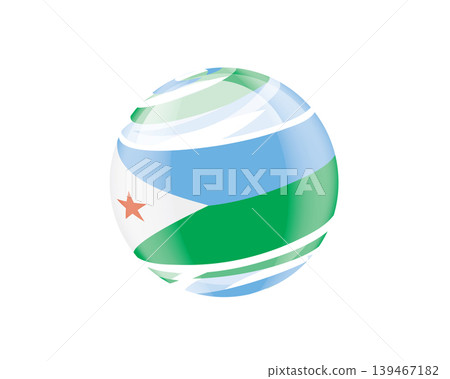 Illustration of globe wrapped in Djibouti flag patterns with subtle shadowing Illustration of globe wrapped in Djibouti flag patterns with subtle shadowing 139467182