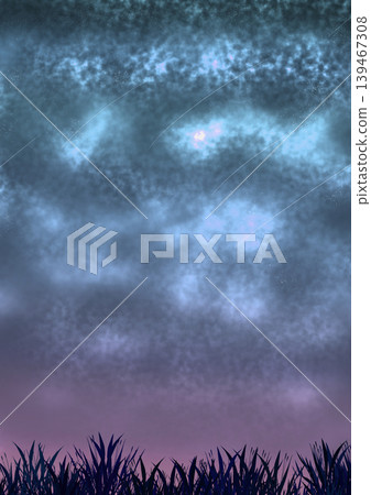 A light blue nebula and grassland A light blue nebula and grassland 139467308