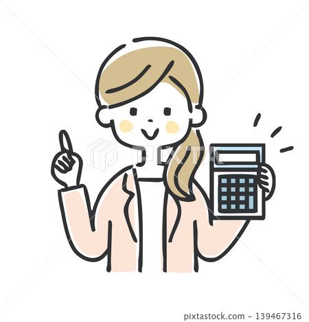 一位拿著計算器的女商人 139467316