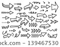 A set of simple, hand-drawn arrow vector illustrations. 139467530