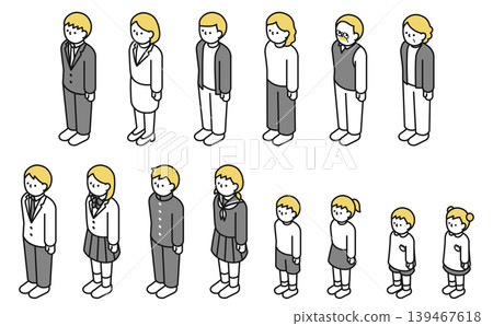 Isometric illustration: A set of men and women of various ages Isometric illustration: A set of men and women of various ages 139467618