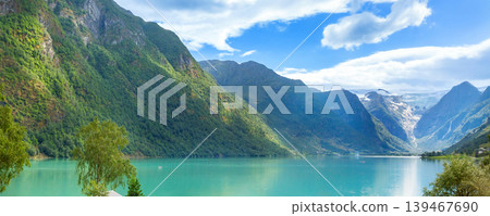 banner of turquoise fjord, mountains, Norway banner of turquoise fjord, mountains, Norway 139467690