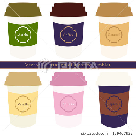 Vector illustration of coffee tumblers (6 different flavors) 139467922