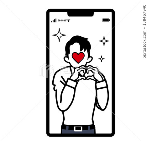智慧型手機螢幕上顯示的理想化男性形象 智慧型手機螢幕上顯示的理想化男性形象 139467940