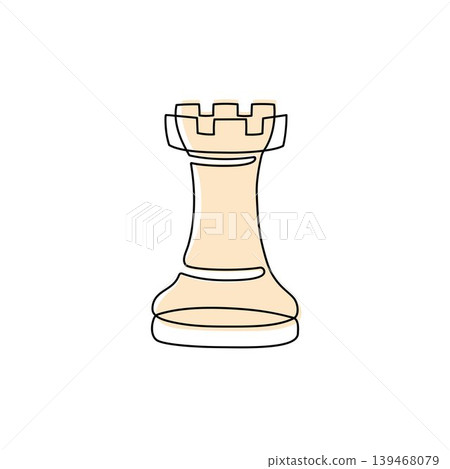 Continuous line drawing of chess piece. Chess rook figure. Minimalist black linear sketch isolated on white background. Hand drawn vector illustration. Continuous line drawing of chess piece. Chess rook figure. Minimalist black linear sketch isolated on white background. Hand drawn vector illustration. 139468079