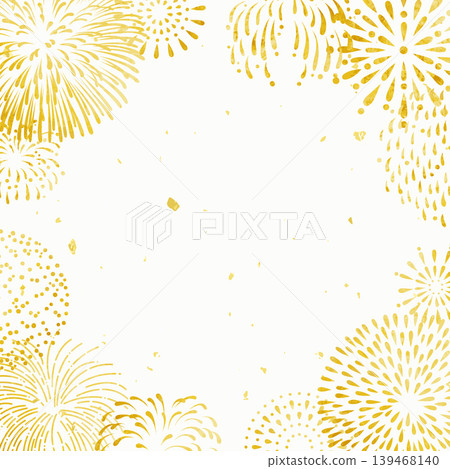 A Japanese-style, luxurious golden fireworks background frame illustration (square). 139468140