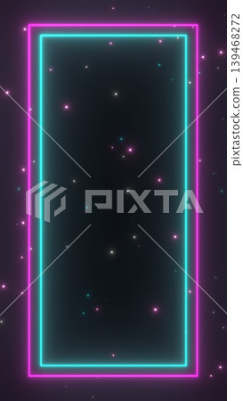 Vertical neon frame background material for smartphone videos, with sparkling particles. Copy space: Vivid pink & cyan. Vertical neon frame background material for smartphone videos, with sparkling particles. Copy space: Vivid pink & cyan. 139468272