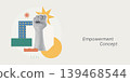 Trendy Halftone Collage of a halftone raised fist with a star burst and bold geometric shapes, symbolizing empowerment and strength, ideal for motivation, social, and corporate culture content. 139468544